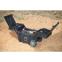 KETER Coffre De Chantier 15G - Chariot Multifonctionnel Transportable - Pour Outils Electriques Et Manuels - Poignée Coulissante - 64,6 X 37,3 X 41 Cm - Noir -Stanleyfaco Magasin 12240937 4