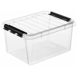 Boite De Rangement Transparente Avec Clips Noires 14 Litres Classic 15 Ref 3508390