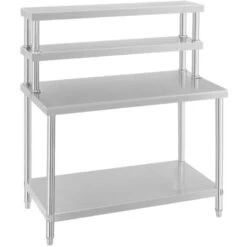 Table Inox Avec Etagere Appoint Plan De Travail Cuisine 120 Cm 4 Niveaux 140 Kg