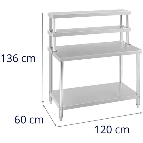Table Inox Avec Etagere Appoint Plan De Travail Cuisine 120 Cm 4 Niveaux 140 Kg 6 Table Inox Avec Etagere Appoint Plan De Travail Cuisine 120 Cm 4 Niveaux 140 Kg – Image 4