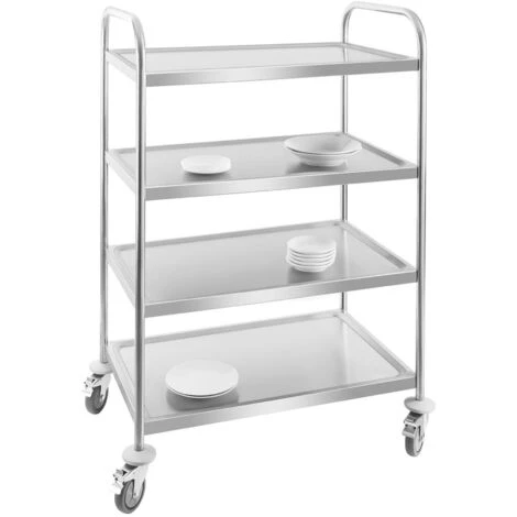 Chariot De Service Inox 4 Roues Avec Freins 4 Plateaux Debarrassage 200 Kg 4 Chariot De Service Inox 4 Roues Avec Freins 4 Plateaux Debarrassage 200 Kg – Image 2