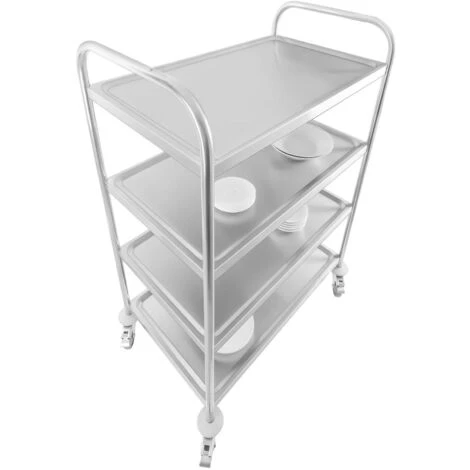 Chariot De Service Inox 4 Roues Avec Freins 4 Plateaux Debarrassage 200 Kg 5 Chariot De Service Inox 4 Roues Avec Freins 4 Plateaux Debarrassage 200 Kg – Image 3