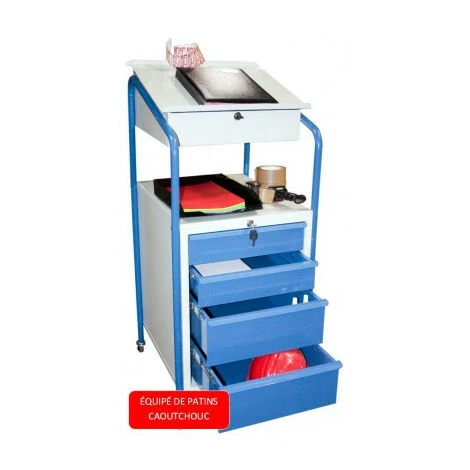 Fimm - Pupitre D'atelier Fixe 1 Bloc Tiroirs 4 Patins En Caoutchouc 4 Fimm - Pupitre D'atelier Fixe 1 Bloc Tiroirs 4 Patins En Caoutchouc – Image 2