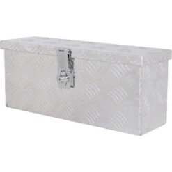 HOMCOM Boite De Rangement - Boîte à Outils En Aluminium - Caisse à Outil Alu. Verrouillage Clé Dim. 50L X 15,5l X 20,5H Cm