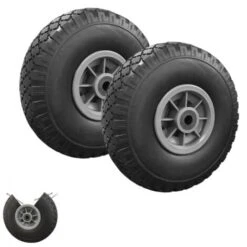 Lot De 2 Roues Increvables 250mm Pour Diable Chariot Alésage Axe 16mm