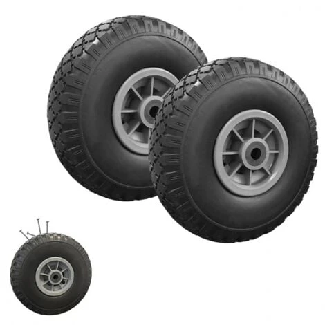 Lot De 2 Roues Increvables 250mm Pour Diable Chariot Alésage Axe 16mm 4 Lot De 2 Roues Increvables 250mm Pour Diable Chariot Alésage Axe 16mm – Image 2