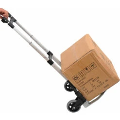 HOMCOM Chariot Diable Pliable Leger Telescopique Charge 70kg En Aluminium Argent-noir -Stanleyfaco Magasin 18304414 2