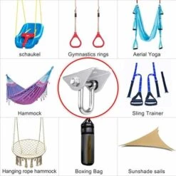 Crochet De Plafond En Acier Inoxydable Rotatif à 360° Pour Bois De Béton, Hamac, Chaise De Véranda, Balanoire, Yoga Et Plus De 450 Kg 180° Drehung LangRay -Stanleyfaco Magasin 19322197 5