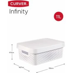 CURVER Lot De 4 Boîtes De Rangement Infinity 2x(11L+17L) - Rangement Multiusage, Empilable Et Emboîtable - Blanc - Recyclé