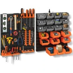 Kit De Rangement Mural 45 Pièces Panneau Perforé Et Porte-outils