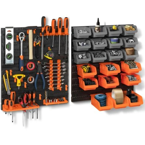 Kit De Rangement Mural 45 Pièces Panneau Perforé Et Porte-outils 3 Kit De Rangement Mural 45 Pièces Panneau Perforé Et Porte-outils