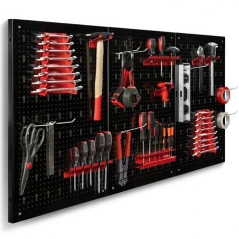 Panneau Mural Perforé En Acier 120 X 60 Cm Porte-outils Avec 17 Accessoires 3 Panneau Mural Perforé En Acier 120 X 60 Cm Porte-outils Avec 17 Accessoires