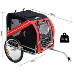 PawHut Remorque Vélo Pour Chien Animaux Pliable 8 Réflecteurs Drapeau Barre Attelage Inclus Acier Polyester Imperméable Max. 30 Kg 130L X 73l X 90H Cm Rouge 9 PawHut Remorque Vélo Pour Chien Animaux Pliable 8 Réflecteurs Drapeau Barre Attelage Inclus Acier Polyester Imperméable Max. 30 Kg 130L X 73l X 90H Cm Rouge -Stanleyfaco Magasin 25008730 3