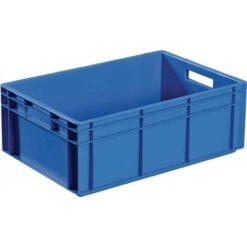 Conteneur De Transport Gerbables L400xl300xH120mm Bleu PP Poignée Coquille Parois Latérales Fermées