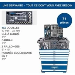 CHARIOT D'ATELIER AVEC 70 OUTILS CAISSE ROULETTES ROULANT SCHEPPACH TW1100 -Stanleyfaco Magasin 25268270 5