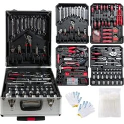 AREBOS Valise à Outils Set D'outils 1200 Pièces Valise à Roulettes Ou Valise De Transport ( Avec Valise à Rou1200 Pièces Lettes)