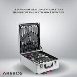 AREBOS Valise à Outils Set D'outils 1200 Pièces Valise à Roulettes Ou Valise De Transport ( Avec Valise à Rou1200 Pièces Lettes) -Stanleyfaco Magasin 27154062 3
