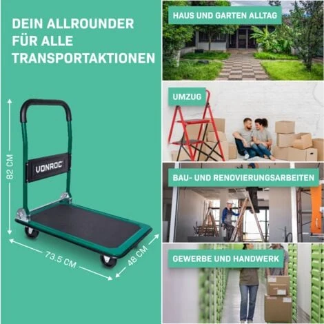 Chariot Plateforme Pliant – Capacité De Charge De 150kg Max. - Plateau De 47x73 Cm 7 Chariot Plateforme Pliant – Capacité De Charge De 150kg Max. - Plateau De 47x73 Cm – Image 5