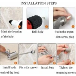 Rack Mural Cuisine Support De Rangement Mural Ustensiles De Cuisine Avec 7 Crochets,pour Suspendre Les Ustensiles De Cuisine -Cuillère à Soup,Pot,Casserole, Egouttoir, Gant, Couteau -Stanleyfaco Magasin 29594616 4