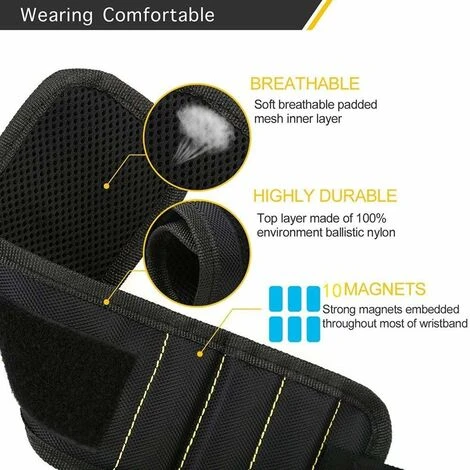 LangRay Bracelet Magnétique, Magnet Arm Band Pour Les Vis De Maintien Noir 6 LangRay Bracelet Magnétique, Magnet Arm Band Pour Les Vis De Maintien Noir – Image 4