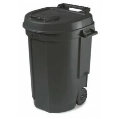 Poubelle 110 Litres à Roulettes Noir - EDA