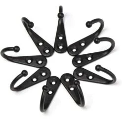 10 Pièces Crochets Simples Noir Crochets Muraux Patère Noir Équipé De Vis De Montage -Stanleyfaco Magasin 31511232 3