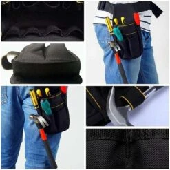Sac À Outils Ceinture Professionnel, 25,5 X 12,5 X 3 Cm, Noir, 14 Poches, Matériau Épaississement Double Couche Étanche 900D Oxford, Pour Électriciens, Personnel De Maintenance Technique, Nettoyeurs -Stanleyfaco Magasin 31857948 3