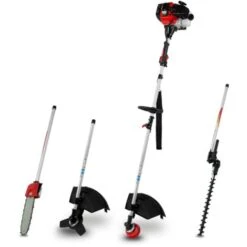 EBERTH 4en1 Debrouissalleuses Thermique Coupe Bordure à Essence, Tete Debroussailleuse Universelle, Système De Taquage Automatique, Lame Métallique, Taille Haie, Scie à Branches Et Sangle De Transport