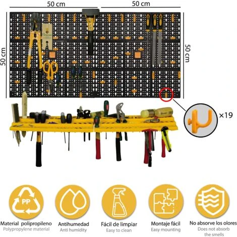 Garage Mur Outil Kit De Rangement Outils Organiseur Maison Étagères Y Compris 50 Crochets 4 Garage Mur Outil Kit De Rangement Outils Organiseur Maison Étagères Y Compris 50 Crochets – Image 2