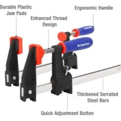 WORKPRO Jeu De Serre-joints Métallique à Libération Rapide 2 Pièces, Largeur De Serrage 300 Mm, Force De Serrage Maximale De 272 Kg Pour Travail Du Bois, Des Métaux Et DIY -Stanleyfaco Magasin 37819981 3