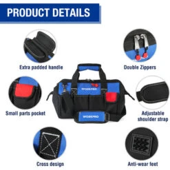 WORKPRO Sac à Outil Avec Multi Poches Et Grande Capacité, Sac Porte-outils 35 X 25 X 19 Cm -Stanleyfaco Magasin 37819995 3