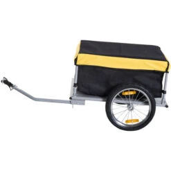 HOMCOM Remorque De Transport Vélo Cargo Barre D'attelage Incluse Housse Amovible 4 Réflecteurs Charge Max. 40 Kg Noir Jaune 10 HOMCOM Remorque De Transport Vélo Cargo Barre D'attelage Incluse Housse Amovible 4 Réflecteurs Charge Max. 40 Kg Noir Jaune -Stanleyfaco Magasin 37975606 4