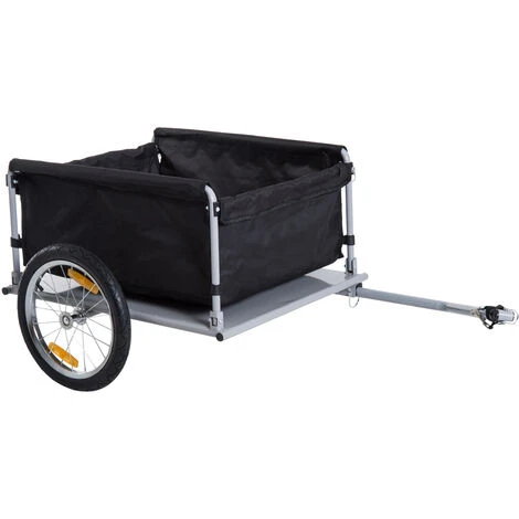 HOMCOM Remorque De Transport Vélo Cargo Barre D'attelage Incluse Housse Amovible 4 Réflecteurs Charge Max. 40 Kg Noir Jaune 7 HOMCOM Remorque De Transport Vélo Cargo Barre D'attelage Incluse Housse Amovible 4 Réflecteurs Charge Max. 40 Kg Noir Jaune – Image 5