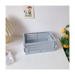 Caisse Pliante En Plastique - Boîte De Rangement Pliable - Pour Documents, Jouets, Vêtements Et Courses Bleu Clair