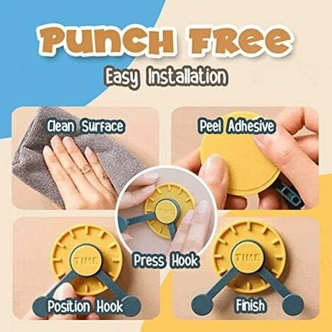 Crochet Adhésif Rotatif à 360° Sans Perforation - Cintre Universel En Forme De Cloche - Petit Crochet Pour Accessoires Pratique Et Pratique Pour La Cuisine Ou Le Bureau GrooFoo (Bleu Foncé + Jaune Brl 5 Crochet Adhésif Rotatif à 360° Sans Perforation - Cintre Universel En Forme De Cloche - Petit Crochet Pour Accessoires Pratique Et Pratique Pour La Cuisine Ou Le Bureau GrooFoo (Bleu Foncé + Jaune Brl – Image 3