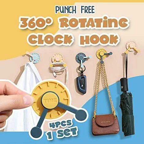 Crochet Adhésif Rotatif à 360° Sans Perforation - Cintre Universel En Forme De Cloche - Petit Crochet Pour Accessoires Pratique Et Pratique Pour La Cuisine Ou Le Bureau GrooFoo (Bleu Foncé + Jaune Brl 6 Crochet Adhésif Rotatif à 360° Sans Perforation - Cintre Universel En Forme De Cloche - Petit Crochet Pour Accessoires Pratique Et Pratique Pour La Cuisine Ou Le Bureau GrooFoo (Bleu Foncé + Jaune Brl – Image 4