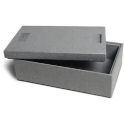 Caisse Isotherme PS Gris, 54,5x35x18 Cm, Paroi : 2 Cm