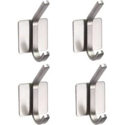 Crochets Adhésifs Crochets à Serviettes Crochets Muraux Robustes Crochets De Porte étanches En Acier Inoxydable Supports De Cuisine/salle De Bain Cintres Antidérapants Pour Serviettes, Peignoirs, Sacs Et Manteaux (4 Pièces En Acier Inoxydable)