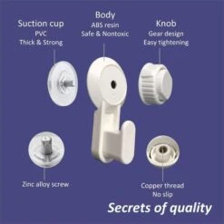 Crochet à Ventouse De Douche, Ventouse Réutilisable, Tenture Murale Imperméable Et Solide, Crochet à Ventouse Lourd En Luffa Détachable Pour Salle De Bain Et Cuisine 2 Pièces (blanc) -Stanleyfaco Magasin 40296304 5