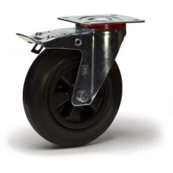 Roulette Pivotante à Frein Diamètre 125 Mm Caoutchouc Noir - 100 Kg