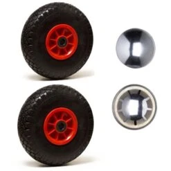 LOT De 2 X Roue Gonflable Diable 260 X 85 (3.00-4) Alésage 20 Mm Roulement à Rouleaux + 2 X Calottes Autobloquantes