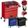 AREBOS Servante D'atelier 4 Compartiments Avec 81 Pièces D'outils Chariot à Outils équipé Frein De Stationnement Rouge -Stanleyfaco Magasin 42003790 1