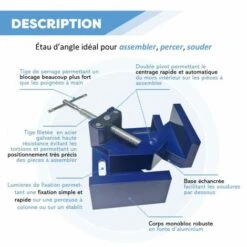 Étau D'Angle Droit à Vis - 95 X 70mm - Serrage à Double Pivot - Serre Joint à Onglet 90 Degrés - Robuste En Fonte D'Aluminium - Outil Précision, Idéal Pour Menuisier, Charpentier, Bricoleur - DIAMWOOD -Stanleyfaco Magasin 44820965 2