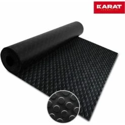 Tapis En Caoutchouc Bouton Plat Noir 100 X 50 Cm