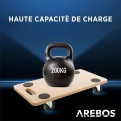 AREBOS Planche à Roulettes 4 Pièces Jusqu'à 200 Kg De Charge Roulettes De Transport Roulettes De Meubles -Stanleyfaco Magasin 48889641 5