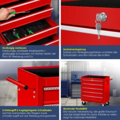 Masko® Chariot De Chariot D'atelier Outil Panier Boîte à Outils 5 Et 7 Sujets Toolbox, 5 Fächer Rot (de) -Stanleyfaco Magasin 50752945 4