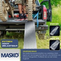 MASKO® 2X Rampe D'accès 400 Kg Rampe De Chargement Rail De Chargement Acier Galvanisé Antidérapant 200 Kg Pièce Max 400 Kg La Paire. Rampe De Chargement Pour Moto Tout-terrain Quad Voiture Ramp -Stanleyfaco Magasin 50753025 3
