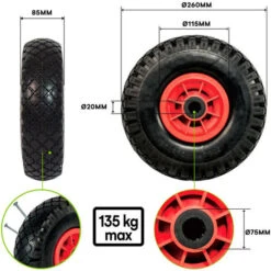 Roue De Diable Increvable 260mmx85mm - 3.00-4 Alésage 20mm Jante Plastique -Stanleyfaco Magasin 51264921 2