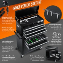 MASKO® Chariot D’atelier Avec Coffre : 9 compartiments, Verrouillable, Métal Robuste Chariot à Outils Sans Outils Chariot Pour Le Rangement Des Outils Avec Serrure, Le Noir 9 MASKO® Chariot D’atelier Avec Coffre : 9 compartiments, Verrouillable, Métal Robuste Chariot à Outils Sans Outils Chariot Pour Le Rangement Des Outils Avec Serrure, Le Noir -Stanleyfaco Magasin 52064661 3