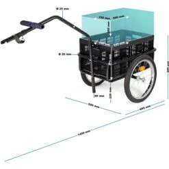 Remorque Pour Vélo Charge Max. 50kg Charrette à Bras Pour Bicyclette Pneus Chariot Emplettes -Stanleyfaco Magasin 52871876 3